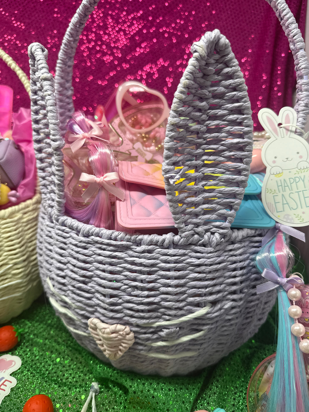 Large amethyst bunny basket