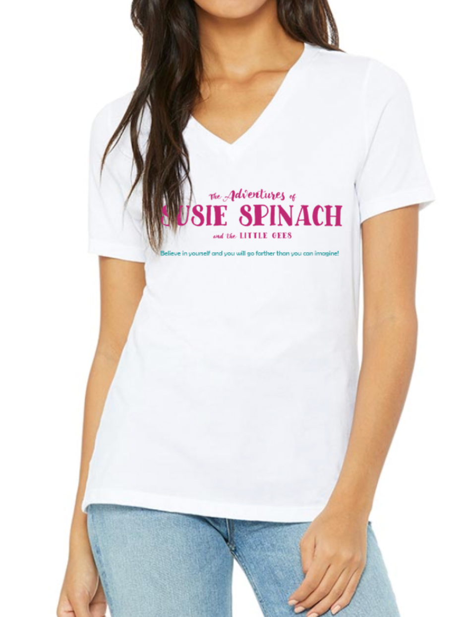 Women’s Relaxed Short Sleeve V-neck Tee (100% Cotton)